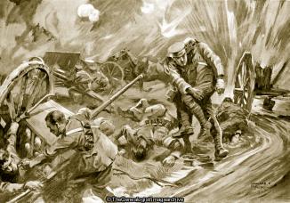 Captain W B Allen assisting men wounded by the explosion of ammunition after being himself wounded (1916, Captain, France, MC, Mesnil, RAMC, Somme, VC, William Barnsley Allen, Wounded, WW1)