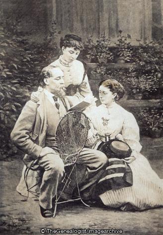 Charles Dickens Reading to his Daughters (Charles Dickens, Kate Macready Dickens, Mary Dickens)