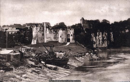 Chepstow Castle, Monmouthshire (Boat, Castle, Chepstow, Chepstow Castle, Derrick, Monmouthshire, River, Wales, Wye)