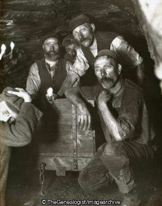 Coal miner with wagon down pit (Coal, Coal Mine, Coal Miner, coal wagon, Mine, Wales)