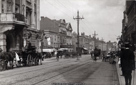 Colchester High Street 1907 (1907, Colchester, England, Essex, High Street, Horse and Carriage, horse and cart, Town Hall)