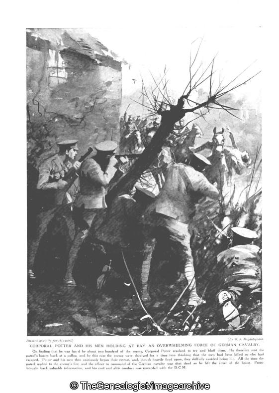 Corporal Potter and his men holding at bay an overwhelming force of German Cavalry (Bour De Ville, Corporal, Corporal Potter, La Bassee, WW1)
