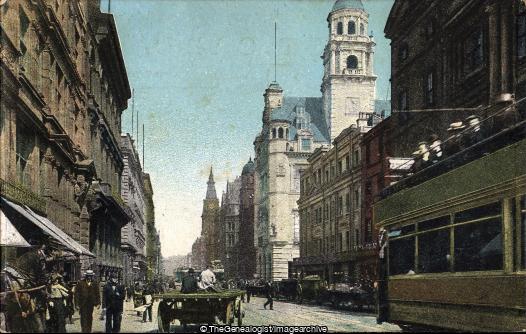 Dale Street, Liverpool (dale street, England, horse and cart, Lancashire, Liverpool, Royal Insurance Building, tram, vehicle)