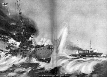 Destruction of the German Raider Emden by HMS Sydney of the Australian Navy, November 9, 1912 (Australian, Emden, HMS Sydney, Navy, WWI)