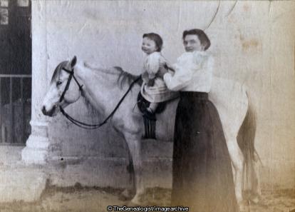 E M and J D M on Pony Nainital 1896 (1896, Hill Station, India, Nainital)