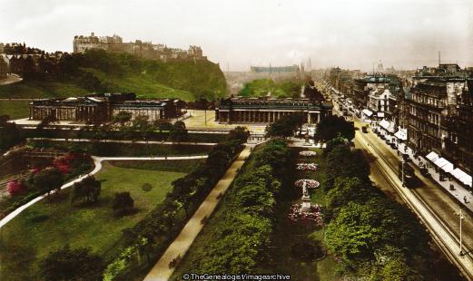 Edinburgh from Sir Walter Scott's Monument Looking West (Edinburgh, Midlothian, Princes Street, Scotland)