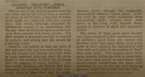 Feeding Grannie - Shell Hoisted into Position (3d, BL 15 Inch Howitzer, C1917, France, Hoist, Royal Artillery, Shell, WW1)