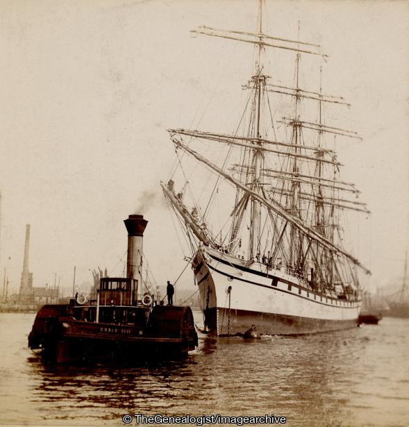 French Sailing Vessel in Tyne (3d, Antonin, Coble Dene, Tug, Tyne)