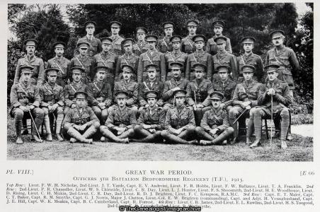Great War Period Officers 5th Battalion Bedfordshire Regiment (TF) 1915 (1915, 5th Battalion, Bedfordshire Regiment, Officers, Territorial Army, WW1)