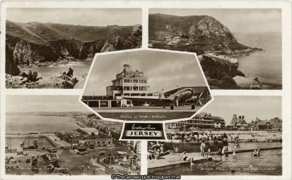 Greetings from Jersey 1958 Airport Lido Weighbridge etc (Airport, Devils Hole, Jersey, St Helier)