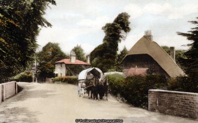 Hants Lyndhurst Foxlease Bridge 1900 (1900, C1900, England, Foxlease Bridge, Hampshire, Horse drawn wagon, Lyndhurst, New Forest, vehicle)