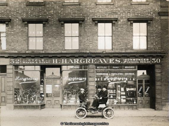Hargreaves Cycle Maker (Bury, C1900, Car, Cycle Maker, England, Henry Hargreaves, Ironmonger, Lancashire, Renault 1898 Type A, shop, Silver Street)