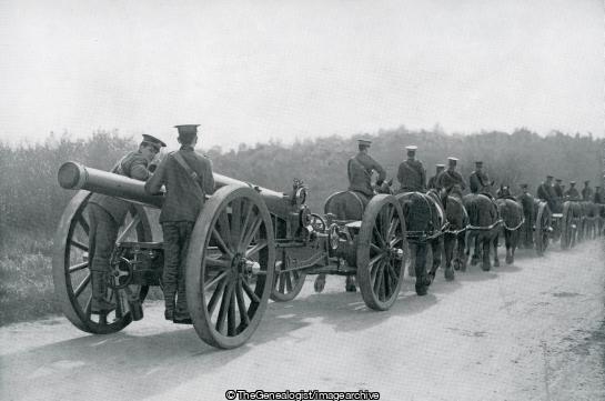 Heavy Guns on the March (Army, Horse, Howitzer, Royal Garrison Artillery)