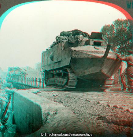 Huge Tanks Crossing the Somme (3d, Bridge, C1917, French, Schneider CA1, Somme, Tank, WW1)