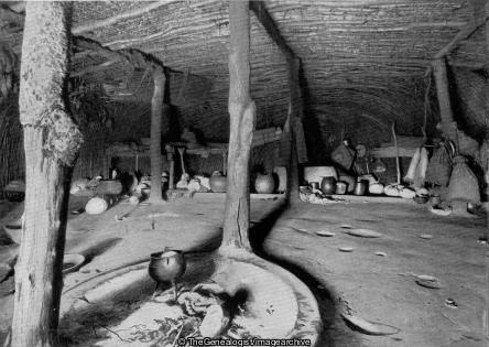Interior of a Native Hut Natal (Firepit, Home, hut, Natal, South Africa, Zulu)