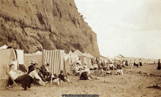 Isle of Wight Shanklin Beach 1910 (C1910, Cliff, England, Hampshire, Isle of Wight, Shanklin Beach, Tent)