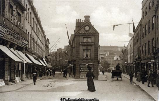 Jersey St Helier King St Charing Cross (Broad Street, C1910, Charing Cross, Clock Tower, Horse and Carriage, Jersey, King Street, St Helier)