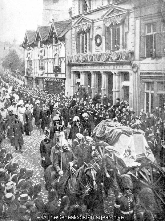 King Edward VII and the Kaiser following the coffin of Queen Victoria through the streets of Windsor (Kaiser, King Edward VII, Queen Victoria, Windsor)