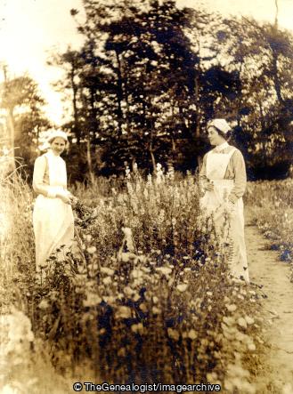 Lady Iris Capell and another nurse in the garden (Garden, Lady Iris Capell, Le Tréport, Nurse, WW1)