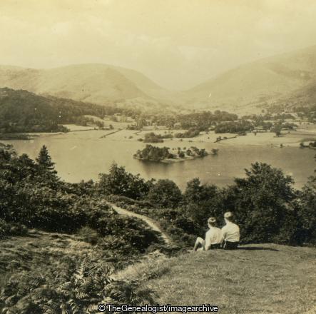 Lake Grasmere and the Village from Red Bank England (Church, England, Grasmere, Lake District, Lake Grasmere, Redbank Wood, st oswalds, Westmorland)