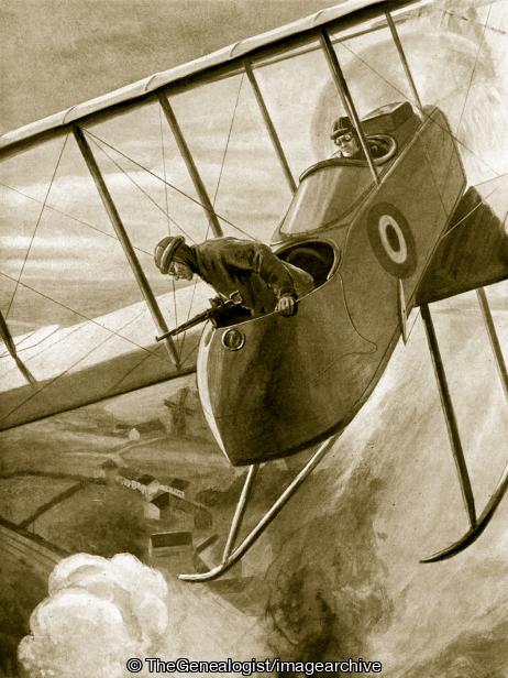 Lieutenant Carmichael dropping bombs on the rails at Menin railway station from a height of only one hundred and twenty feet (1917, Battle of Messines, Bi-plane, Bomb, Captain George Ivan Carmichael, DSO, Lieutenant Carmichael, Menin
, WW1)