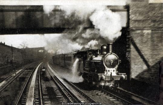 LNWR Picking up water at high speed April 1899 ( Bushey,  Jeanie Deans Locomotive, Bushey, London & North Western Railway)