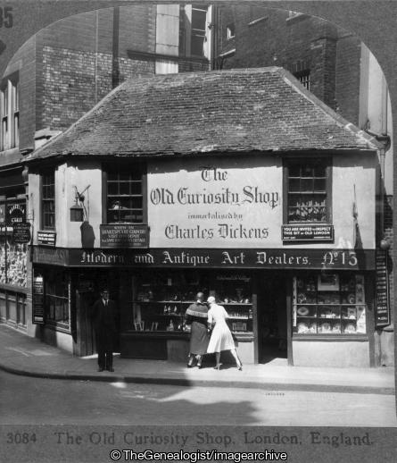 London The Old Curiosity Shop (3d, C1920, Charles Dickens, England, Holborn, London, Old Curiosity Shop, Portsmouth Street, shop)