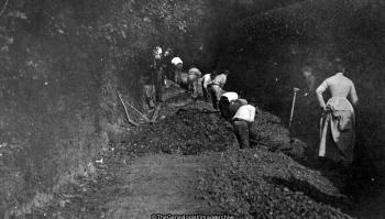 Men digging ditch 1890 near Teignmouth (Ditch, Road Builder, Teignmouth)