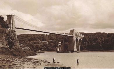 Menai Bridge (Anglesey, Bridge, Gwynedd, Menai Strait, Menai Suspension Bridge, Wales)