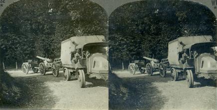 Modern Artillery Transport by Auto in France (3d, 75mm Field Gun, Artillery, C1917, French, Gun And Limber, Lorry, WW1)