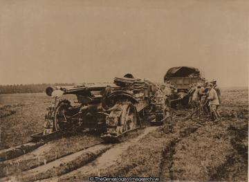 Moving Guns on the Somme Marshes (1916, France, Gun, Lorry, Picardie, Sledge, Somme)