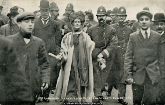 Mrs Pankhurst Arrested in Victoria Street Feb 13 1908 (1908, Emily Pankhurst, policeman, Suffragette)