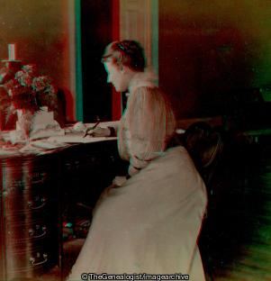 Mrs Theodore Roosevelt at home in the White House Washington (3d, America, Mrs Edith Kermit Roosevelt, USA, Washington, White House)