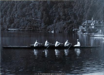 Nainital Rowing 1902 Gunner Four (1902, C1900, Four, Hill Station, India, lake, Nainital, Regiment, Rowing, Royal Artillery, United Provinces)