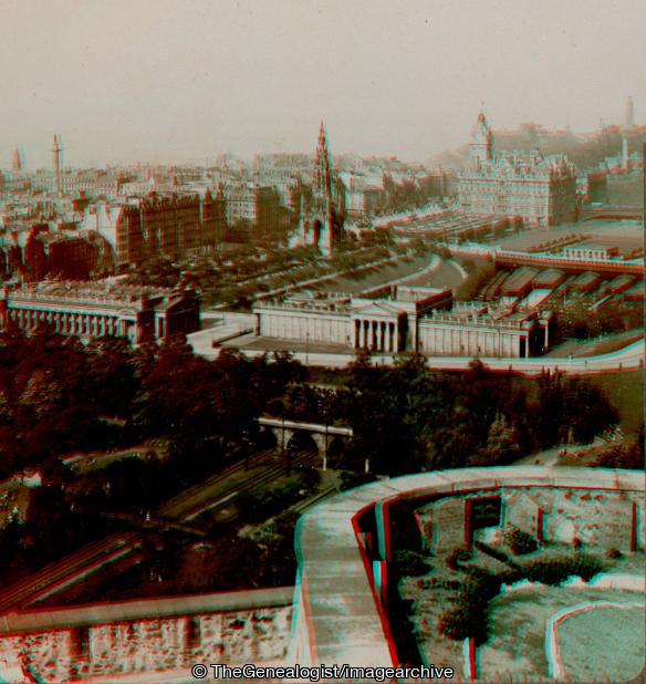 National Gallery Scot Monument Princes Street and Calton Hill from Edinburgh Castle Scotland (3d, Calton Hill, Edinburgh Castle, National Gallery, Princes Street, Scot Monument, Scotland)