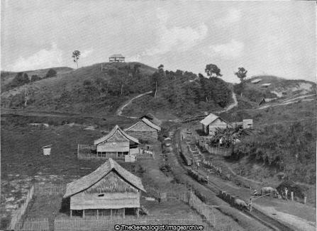 Native Houses at Muara British North Borneo (Borneo, House, Malaysia, Maura, Oxen, Railway)