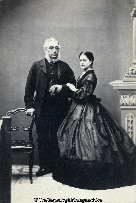 Newark Possible Father and Daughter C1890 ( hoopskirt, C1890, family, mutton chops, Newark)