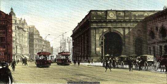 Newcastle-on-Tyne Central Station (Central Station, England, Horse and Carriage, Newcastle upon Tyne, Northumberland, tram, vehicle)