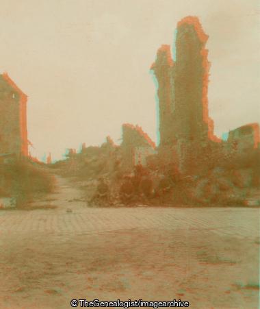 No. 12 - Ruins of Nieuport (3d, Belgium, C1919, Church, Nieuport, Nieuwpoort, Ruins, West Flanders, WW1)