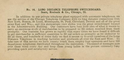 No 14 Long Distance Telephone Switchboard Sears and Co (3d, America, Chicago, Illinois, Long Distance Telephone Switchboard, Sears Roebuck and Company, USA)