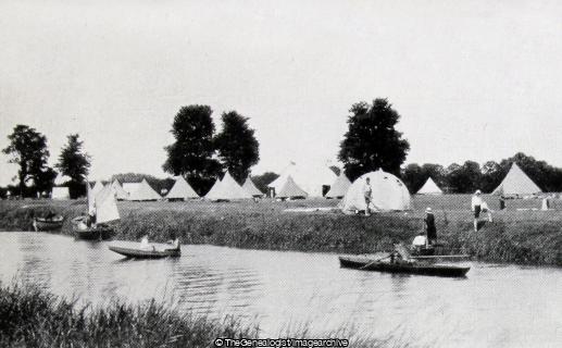 On and off Duty in Camp at Bredon (Avon, Bredon, England, Rowing Boat, Tent, Worcestershire, WW1, Wycliffe College)