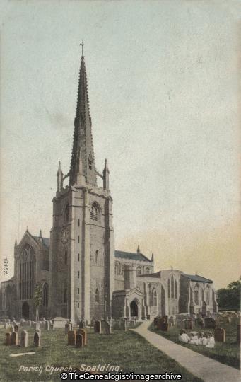 Parish Church Spalding C1910 (62 Tooting Bec Road, C1910, Church, London, Lydia, Mrs, Shaw, Spalding, St Mary and St Nicolas, Tooting)