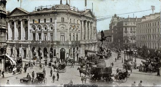 Piccadilly London C1900 (C1900, Horse and Buggy, London, Piccadilly, Piccadilly Circus, The London Pavillion)