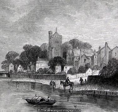 Putney Church 1825 (Church, London, Putney, St Mary, Thames)