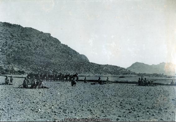 Right Section in Action Hangu 1904 (1904, C1900, Hangu, India, Kohat Mountain Battery, Mountain Gun, Mule, North West Frontier Province, Pakistan, Right Section, Royal Artillery)