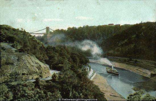 River Avon shewing Woods, Bristol (Avon, Bristol, Clifton suspension bridge, Gloucestershire, Paddle Steamer, River, Somerset, Vessel)