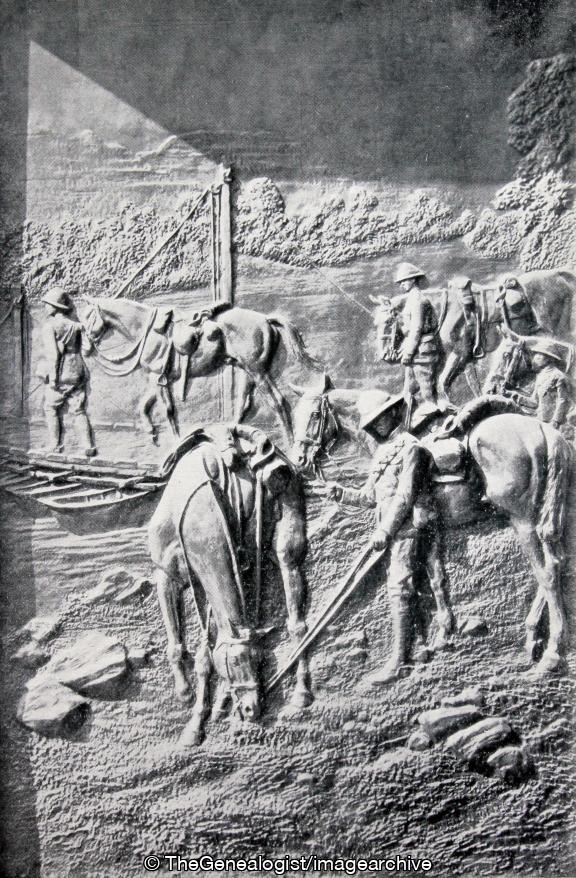 Royal Gloucestershire Hussars Crossing the Jordan (Bas relief, Gloucester Cathedral, Horse, Jordan, Palestine, Royal Gloucestershire Hussars, War Memorial, WW1, Yeomanry)