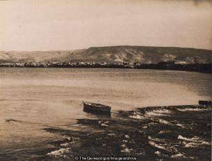 Samakh from NW and Sea of Galilee (C1930, Palestine, Rowing Boat, Samakh, Sea of Galilee)