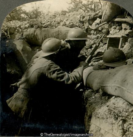 Sharpshooters in Protected Position near Enemy Lines (3d, C1917, French, rifle, Sniper, Soldiers, Trench, WW1)