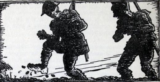 Soliders in mud (16th Battalion, Drawing, Highland Light Infantry, mud, Soldiers, WW1)